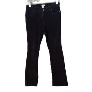 J Jill Authentic Fit Below Waist Fine Wale Corduroy Jeans Size 4 Stretch Black